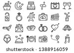 honeymoon icons set. outline... | Shutterstock .eps vector #1388916059