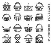 Wicker Icons Set. Outline Set...