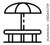 Round Table And Umbrella Icon....