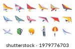 Hang Glider Icons Set....