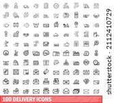 100 delivery icons set. outline ... | Shutterstock .eps vector #2112410729