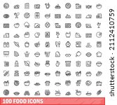 100 food icons set. outline... | Shutterstock .eps vector #2112410759