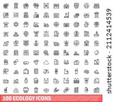 100 ecology icons set. outline... | Shutterstock .eps vector #2112414539