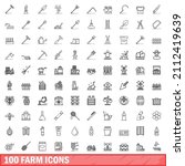 100 farm icons set. outline... | Shutterstock .eps vector #2112419639