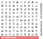 100 farm icons set. outline... | Shutterstock .eps vector #2112422030