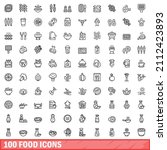 100 food icons set. outline... | Shutterstock .eps vector #2112423893