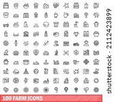 100 farm icons set. outline... | Shutterstock .eps vector #2112423899