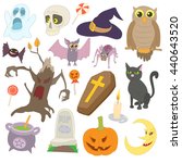 halloween icons set in cartoon... | Shutterstock .eps vector #440643520