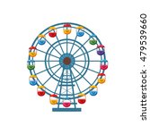 Ferris Wheel Icon In Cartoon...