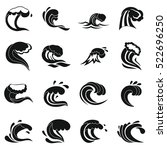 sea waves icons set. simple... | Shutterstock .eps vector #522696250