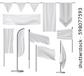 white blank flag mockup set... | Shutterstock .eps vector #598077593