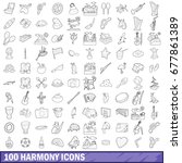 100 harmony icons set in... | Shutterstock . vector #677861389