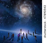 people gather in mystery sci fi ... | Shutterstock . vector #47890543