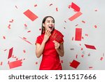 surprised happy asian woman in... | Shutterstock . vector #1911517666