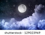 Cloudy Night Sky With Moon And...