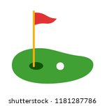 Golf Course Green With Flag Or...