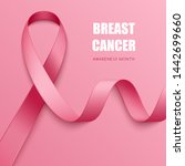 realistic pink ribbon. symbol... | Shutterstock .eps vector #1442699660