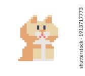 Cat Pixel Art Icon Isolated...