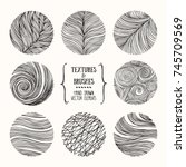 hand drawn wavy linear textures ... | Shutterstock .eps vector #745709569