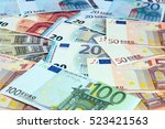 pile of paper euro banknotes as part of the united country's payment system