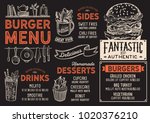 burger restaurant menu. vector... | Shutterstock .eps vector #1020376210