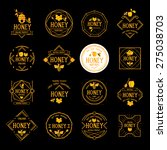 honey label design. bee badge. | Shutterstock .eps vector #275038703
