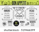 placemat menu restaurant food... | Shutterstock .eps vector #519466399