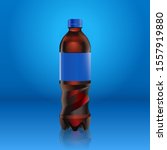 realistic cola bottle with blue ... | Shutterstock .eps vector #1557919880