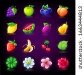 colorful fruit and flower slots ... | Shutterstock .eps vector #1663444813