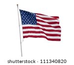 American flag waving isolated on white with clipping path