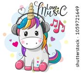 cute cartoon unicorn with... | Shutterstock .eps vector #1059721649