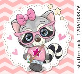cute cartoon raccoon girl in... | Shutterstock .eps vector #1206103879
