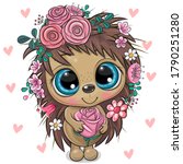 cute cartoon hedgehog with... | Shutterstock .eps vector #1790251280
