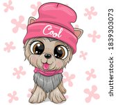 cute cartoon dog yorkshire... | Shutterstock .eps vector #1839303073