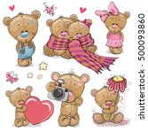 Set Of Cute Cartoon Teddy Bear...