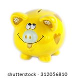 yellow piggy bank style money... | Shutterstock . vector #312056810