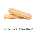 Ladyfingers or savoiardi biscuit, italian desserts and sponge cookies, isolated on white background