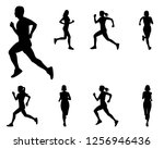 silhouette runner cartoon shape ... | Shutterstock .eps vector #1256946436