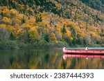 Small photo of Canoe on the Jacques Cartier river at fall