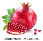 Ripe Pomegranate Fruits With...