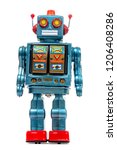 Vintage Tin Robot Toy Isolated...