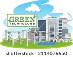 green energy generated by wind... | Shutterstock .eps vector #2114076650