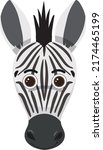Cute Zebra Head In Flat Style...