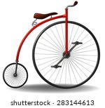 Red Retro Bicycle On A White...