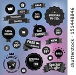 black and white vector stickers ... | Shutterstock .eps vector #151448846