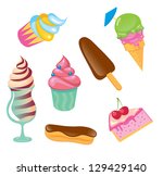set of cute sweets icons | Shutterstock .eps vector #129429140