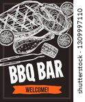 barbecue vector hand drawn... | Shutterstock .eps vector #1309997110
