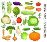 set of flat fresh vegetables ... | Shutterstock .eps vector #282975680