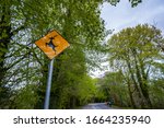 Deer Crossing Warning Sign By...