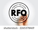 Small photo of RFO Request For Offer - open and competitive purchasing process whereby an organization requests the submission of offers in response to specifications, acronym text stamp